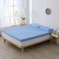 [特價]House Door 抗菌防螨10cm平面支撐竹炭記憶床墊贈毯-雙人海洋藍