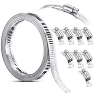 304 Stainless Steel Worm Clamp Hose Clamp Strap with Fasteners Adjustable DIY Pipe Hose Clamp Ducting Clamp 11.5 Feet