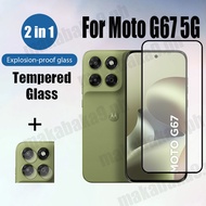 2 in 1 Moto G67 Tempered Glass Screen Protector For Motorola G47 G06 G56 G75 G35 G15 4G 5G + Camera 