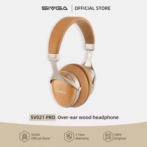 SIVGA SV021 PRO Hi-Fi Closed Back Over Ear Headphones 50mm Aluminum Diaphragm Driver Natural Wood Sh