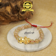 GOLD CITRINE Gelang Batu Akik Citrine Kuning Serat Emas Natural Original Pria Wanita Keren Terbaru