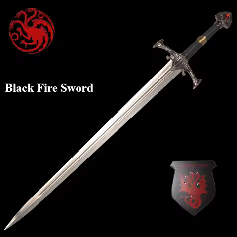 Metal Made Crafts 106cm Game of Thrones Black Fire Sword Dragon Family Conquerors King Aegon Swords 