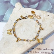 Gelang Nabila - Gelang Paperclip Kupu Silver Gold titanium Lobster 750/ Gelang Serut Kait RUmbai Lob