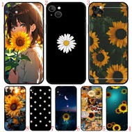 iPhone 15 16 17 Pro Max 16e 15 16 Plus V17 sunflower Soft black phone case