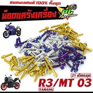 Stainless Steel Nuts MT 03/Stainless Crankcase Set Abortion Model R3/MT 03 (21 Complete Set)/Stainle