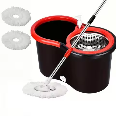 Heavy Duty 360° Spin Mop & Bucket System Wringer Microfiber Mop Heads Adjustable Handle Easy Floor C