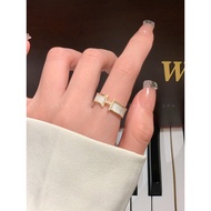 H Letter Zircon Open Ring x INS Chic Adjustable Index Style