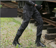 บุรุษทหารตำรวจพิเศษ Combat กางเกงยุทธวิธีกางเกงลวงตา Overalls Slim Casual ลวงตา Overalls