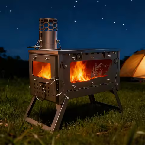 Outdoor Camping Titanium Alloy Diesel Stove Tent Stove Heating Stove Easy to Fold with Firewood Stov
