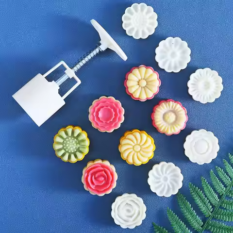 Mooncake Mold Mid-Autumn Festival Hand-Pressure Flower Moon Cake Mould DIY Hand Mooncake Pressure Fo