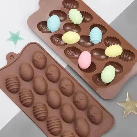2Pcs Easter Eggs Silicone Cake Molds 15 Holes DIY Chocolate Molds Bakeware Baking Dish High Temperat