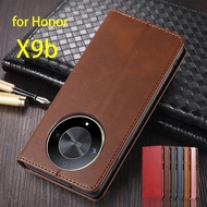 Ốp da cho Huawei Honor x9b lật trường hợp đồ đựng thẻ bao da lực hút từ tính bìa cho Honor x9b Walle