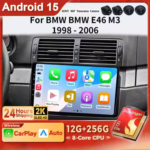 Android 15 2K QLED For BMW E46 M3 1998-2006 Video Player Head Unit GPS Navigation Autoradio Auto Rad
