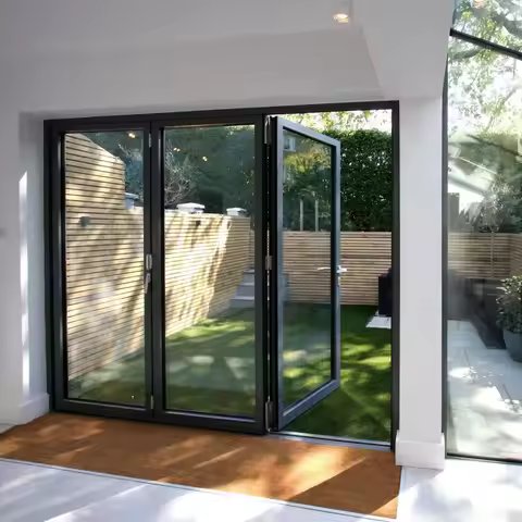 Accordion Door Residential Project Storefront Commercial Thermal Break Bi Folding Door Aluminum Glas