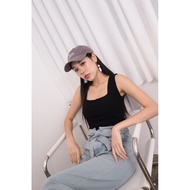 MADEBY3INUTE Wesley Square Neck Padded Basic Top (Ver. 2) in Black