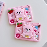 3D Pink Bear For iPad M2 M3 M4 11th A17 Pro A16 2025 Mini 1 2 3 4 5 6 7 Pro Air 2024 Thumb Folding S