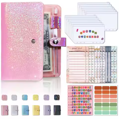 Soft Leather Binder Budget Planner Cash Envelope Binder With Budget Envelopes A6 Binder Pockets Cash