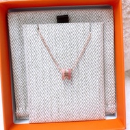 全新 Hermes mini pop h rocabar 粉色拼色玫瑰金項鍊