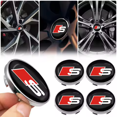 4pcs 60mm Car Wheel Center Hub Cap Rim Cover Emblem Stickers For Audi sline TT B5 B6 B7 Q2 Q3 Q5 Q7 