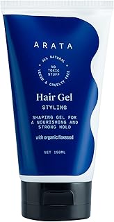 Arata All-Natural Hair Gel For Studio Styling, Shaping &amp; Nourishment | Wet Strong-Hold Look For Men and Women | Ayurvedic Extracts Of Organic Flaxseed &amp; Olive Oil - 5 Fl Oz