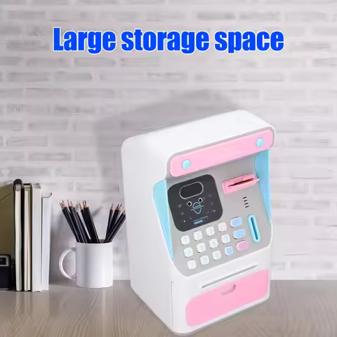 Kids Money Bank Kids ATM Savings Money Bank Large Capacity Password Safe Face Recognition Money Bank