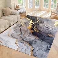 Grey And Gold Area Rug: 6x9 Feet Abstract Black Gray Marble Rugs For Living Room Washable Floor Carp