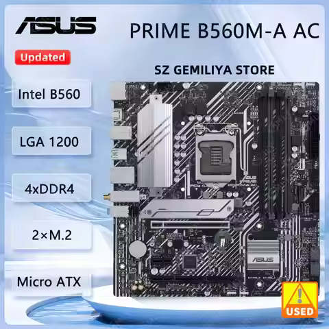 ASUS PRIME B560M-A AC Motherboard Intel B560 LGA 1200 DDR4 128GB support Core i3-10100 i5-11400 i7-1