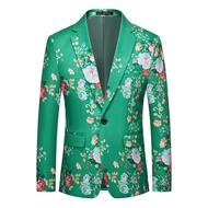 Male Suit Grace Flower Pattern High End Korean Slim Fit Host Emcee Groomsman Wedding Prom Glamorous