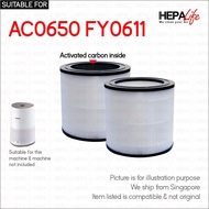 Philips AC0650 FY0611 Compatible Replacement Hepa Carbon Filter - Hepalife
