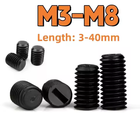 Slotted Grub Bolt M3 M4 M5 M6 M8 Black Nylon Headless Fixing Screw Machine Rice Insulated Flat End P