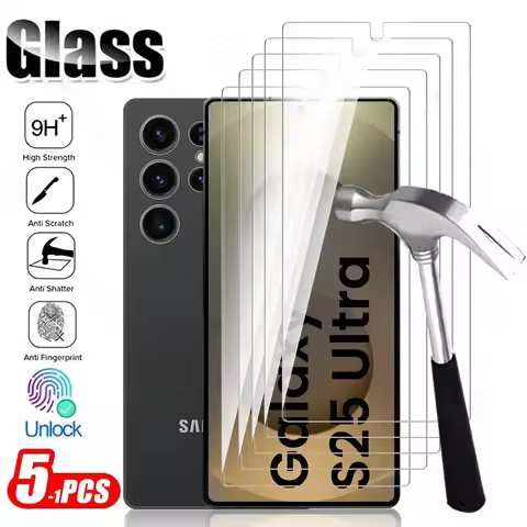 5-1Pcs 9H Tempered Glass For Samsung Galaxy S24 FE S25 Ultra Plus S 25 24 5G Sumsung S25Ultra S25+ 2