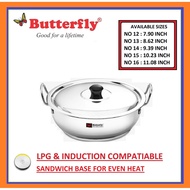 BUTTERFLY STAINLESS STEEL / KADAI / WITH LID / WOK / SANDWICH BOTTOM / INDUCTION COMPATIABLE / DISHWASHER SAFE