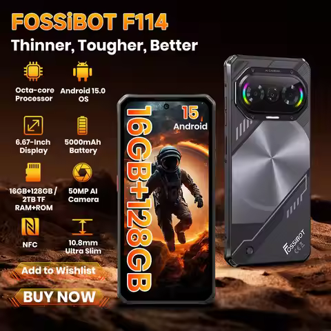 2025 New FOSSIBOT F114 Rugged Phone - Unisoc T615 4G, 16(4+12)GB+128GB, 50MP AI Cam, 5000mAh 18W, An