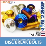 HENG BOLTS  8PCS UNIVERSAL DISC BREAK FRONT &amp; REAR  GOLD TITANIUM WHITE GOLD  ORIGINAL THAILAND  FOR YAMAHA SUZUKI KAWASAKI HONDA DISC BREAK BACK