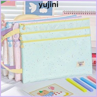 YUJINI File Bag, Three Layers Large Capacity Handbag, Cartoon A4/A5 Polka Dot Design Exam Papers Sto
