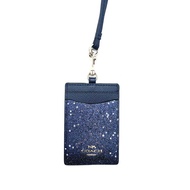【In stock】COACH Metal Logo Card Holder ID Lanyard Christmas Five-star Dark Blue Y0WU