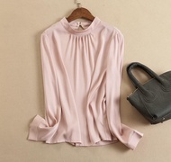 Áo Sơ Mi trung niên nữ U30 U40 U50Áo Nữ Cổ Nhúm Tròn Thanh Lịch HT_ Thời Trang Trung Niên