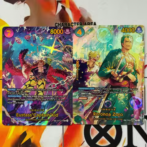 Diy Proxy One Piece Card Game En The Azure Sea's Seven Roronoa Zoro Prb-006 Eustasscaptain Kid Eb04-