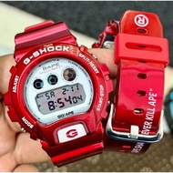 (Promosi Item) G SHOCK CERMIN KACA DW6900 BAPE MERAH Jam Tangan Lelaki & perempuan Digital Sports