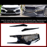 HONDA CIVIC FC JS N1 STYLE GLOSSY BLACK ABS FRONT GRILL FOR CIVIC FK7 FK8 TYPE-R FRP FRONT BUMPER GR