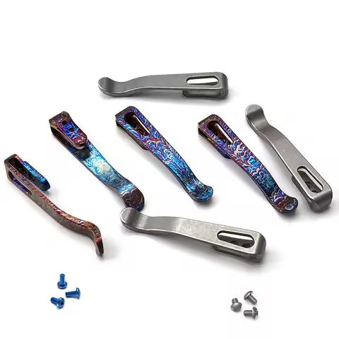 1pc Colorful Stonewash Knife Titanium Integrated Pocket Clip Back Clamp For Rick Hinderer XM18 XM-18