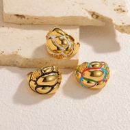 18k Gold Oil Drip Line Irregular October Ring Personality Trendy Punk Ring No Fade October 31 Ring