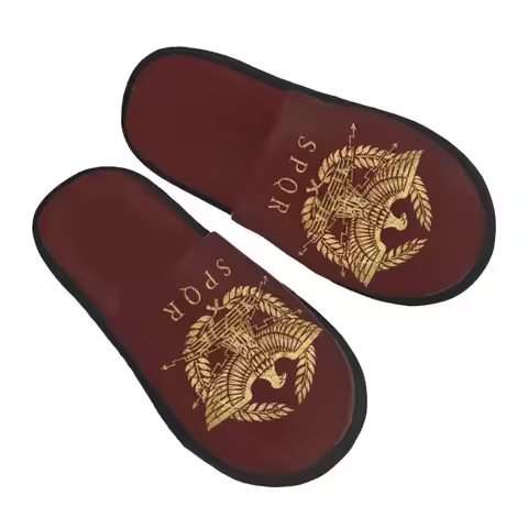 Custom Print Women Roman Empire Eagle Emblem House Slippers Soft Warm Roman Flag Memory Foam Fluffy 