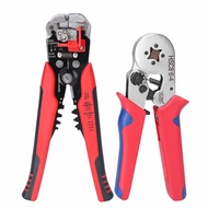 HSTT HSC8 6.4 0.25-10mm² AWG23-7 Crimping Pliers and YE-1R 0.2-6.0mm² Stripping Cutting Plier Kit Multifunctional Insulation Tube Terminal Suit Ferrule Crimping Tools Set