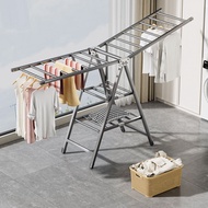 [SG Stock]Foldable Clothes Drying Rack Multifunctional Laundry Rack With Wheel Stainless Steel Thick