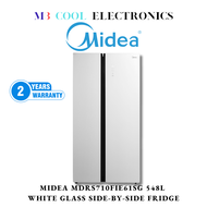 MIDEA MDRS710FIE61SG  548L WHITE GLASS SIDE-by-SIDE FRIDGE - 2 YEARS WARRANTY