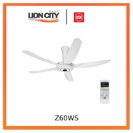 Kdk Z60WS White/Grey 150cm Ceiling Fan w/Remote Control