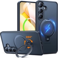 TORRAS 360° Spin for Samsung Galaxy S25 Case with Stand Fit for MagSafe 3X Military Grade Protective