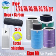 Original and Authentic【hepa+carbon 2in1/detached】Replacement Compatible with Xiaomi 2/2S/2H/2C/3H/3C/3S/pro Filter Air Purifier Accessories High Quality HEPA&amp;Active Carbon High-