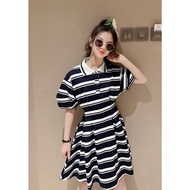 Polo Dress Navy Blue Striped/C38/530